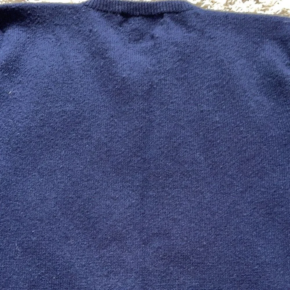 POLO RALPH LAUREN Men's Pure Lambswool Warm Soft Navy V-neck Jumper, size L